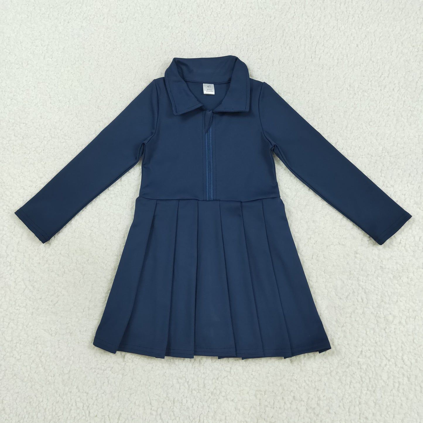 GLD1151 Girls Yoga Dress Navy Blue Long Sleeve Dress Shorts  202508 RTS
