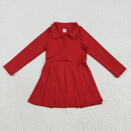 GLD1153 Girls Yoga Dress Red Long Sleeve Dress Shorts  202507 RTS