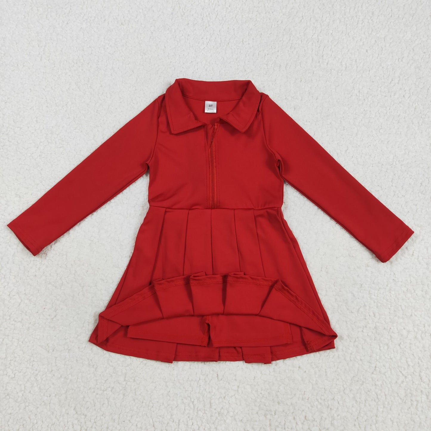 GLD1153 Girls Yoga Dress Red Long Sleeve Dress Shorts  202507 RTS