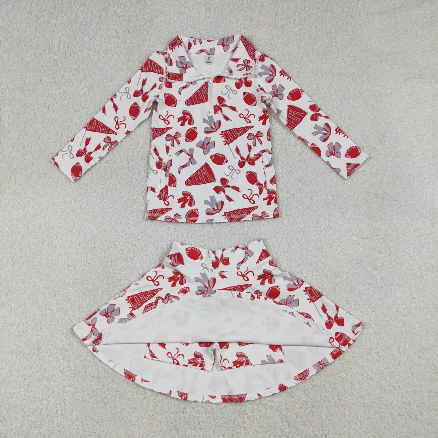GLD1286 Go Team Zipper Collar Red White Long Sleeve Skirts Girls Yoga Sets 202512 RTS