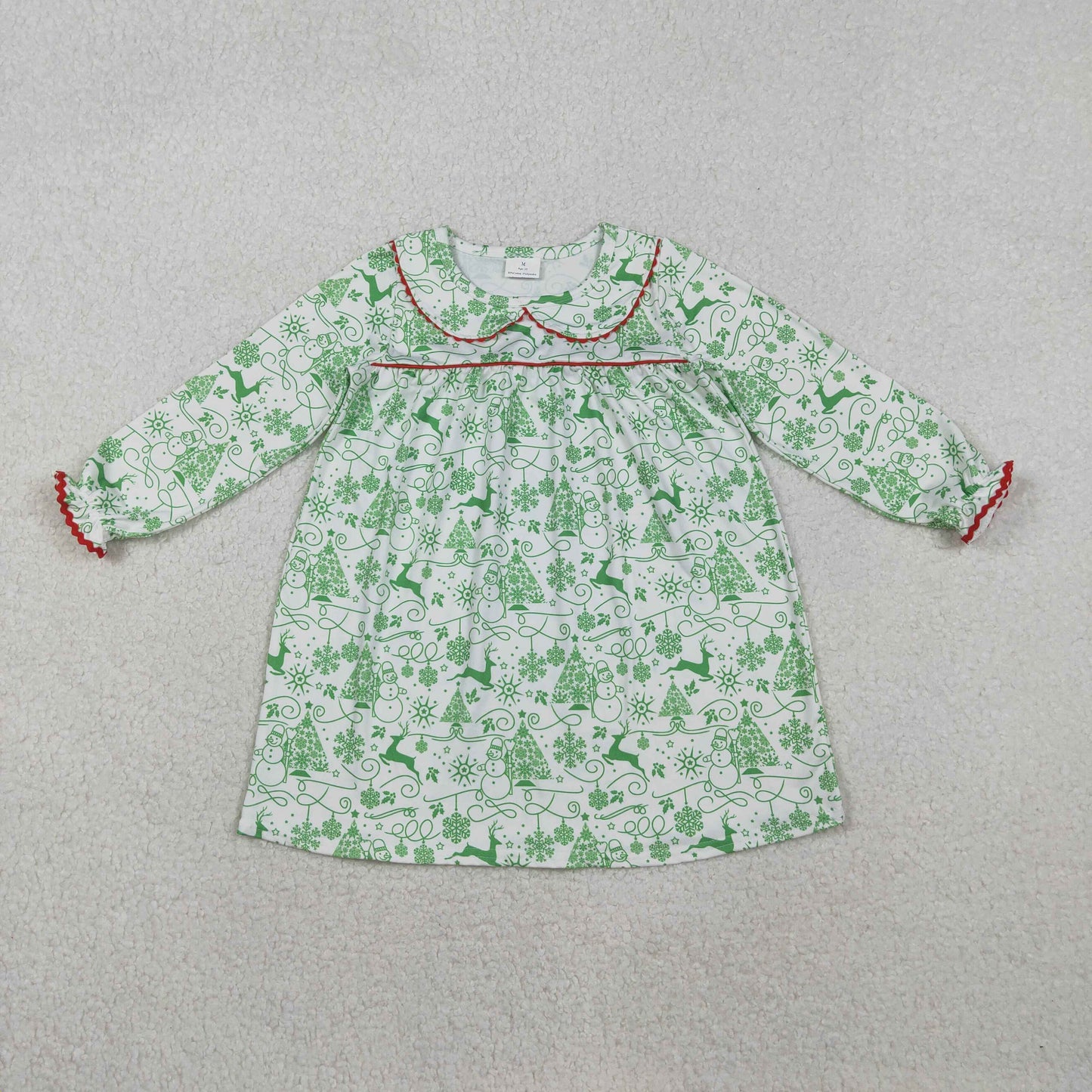 GLD1345 Christmas Tree Doll Collar Long Sleeve Dresses for Girls  202511 RTS