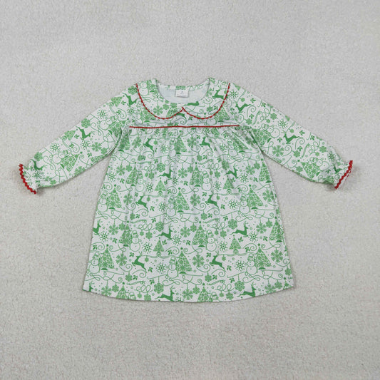 GLD1345 Christmas Tree Doll Collar Long Sleeve Dresses for Girls  202511 RTS