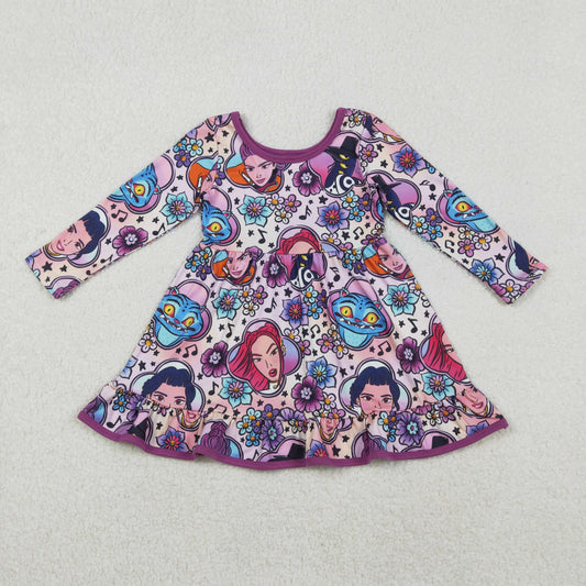 GLD1351 Cartoon K-pop Flower Music Long Sleeve Dresses for Girls  202510 RTS