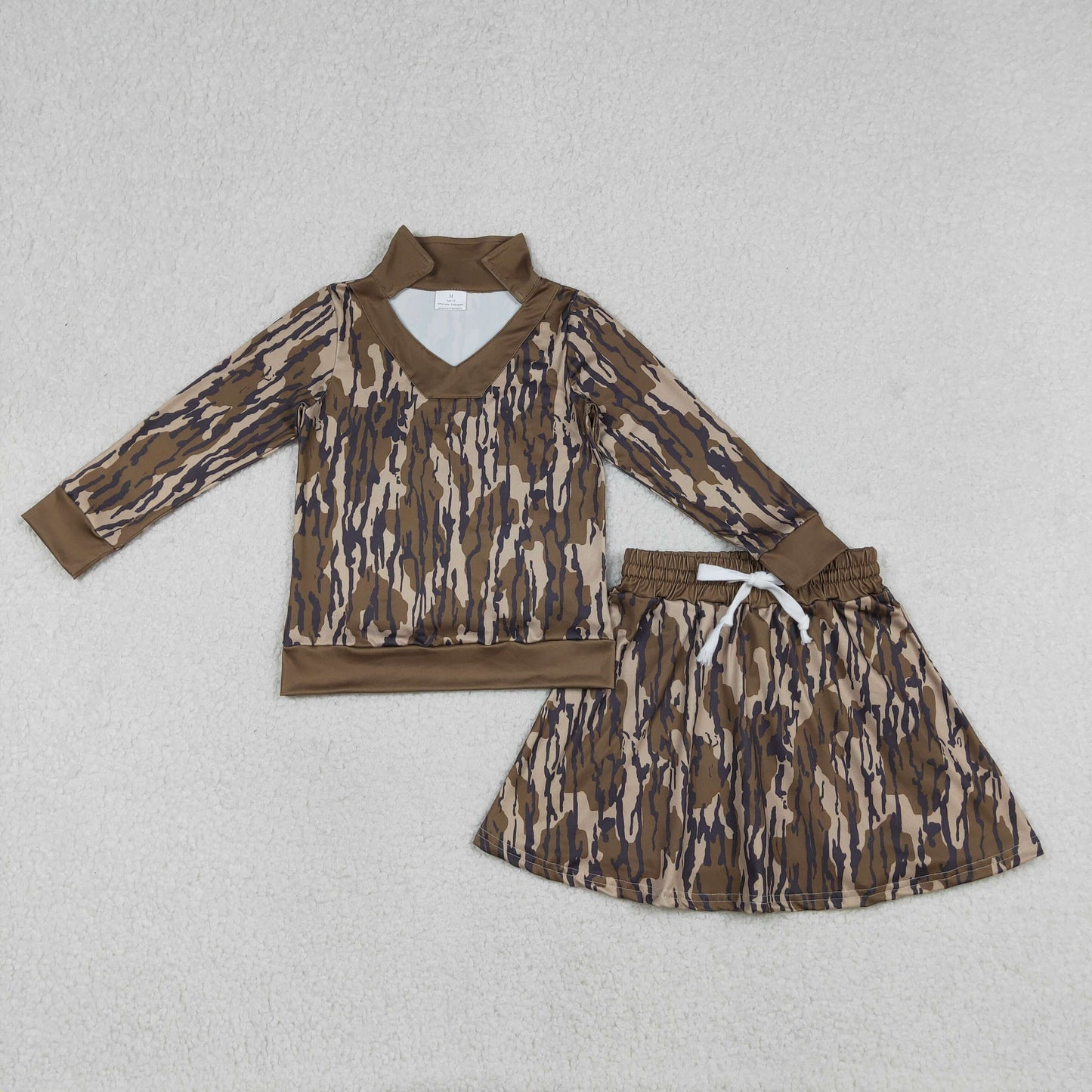 GLD1478 Army Green Camouflage Leaf Polo Long-Sleeved Skirts Girls Sets 202512 RTS