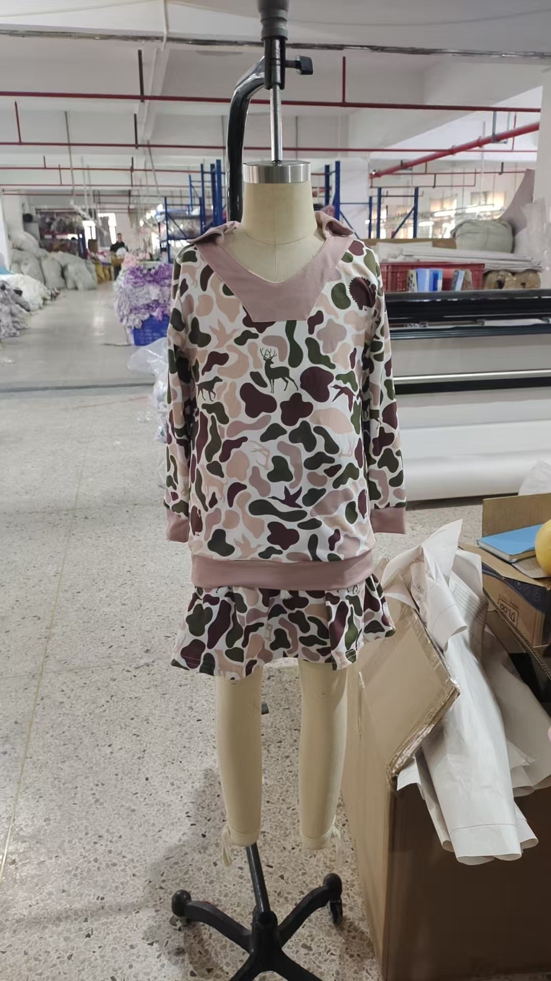 GLD1480 Duck Hunting Beige Brown Camouflage Polo Long-Sleeved Skirts Girls Sets 202601 RTS