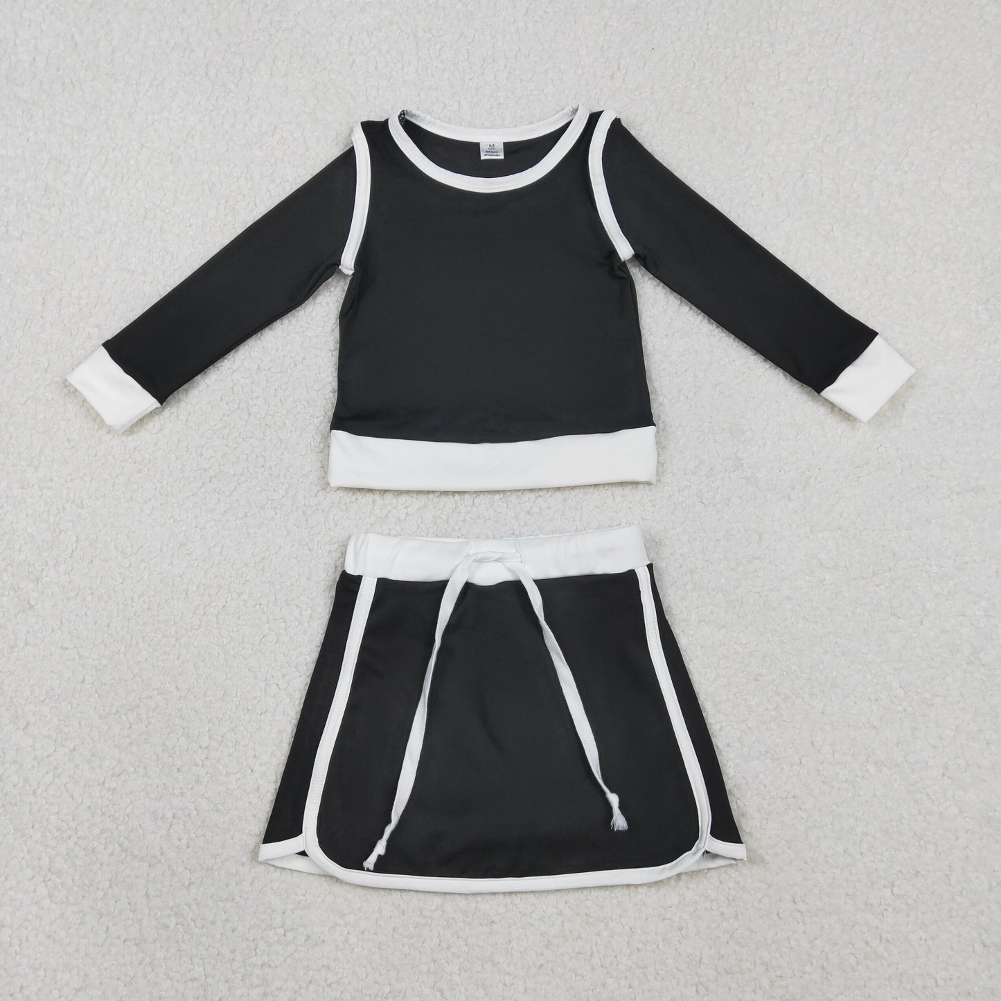 GLD1481 Black White Long-Sleeved Skirts Girls Yoga Sets 202602 RTS