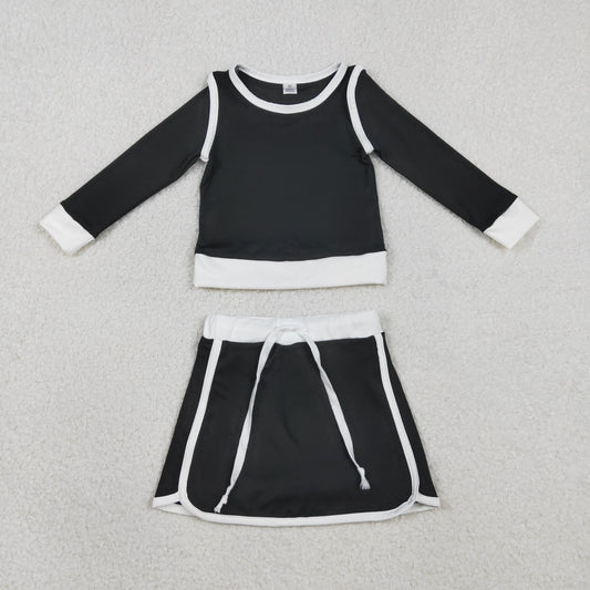GLD1481 Black White Long-Sleeved Skirts Girls Yoga Sets 202602 RTS