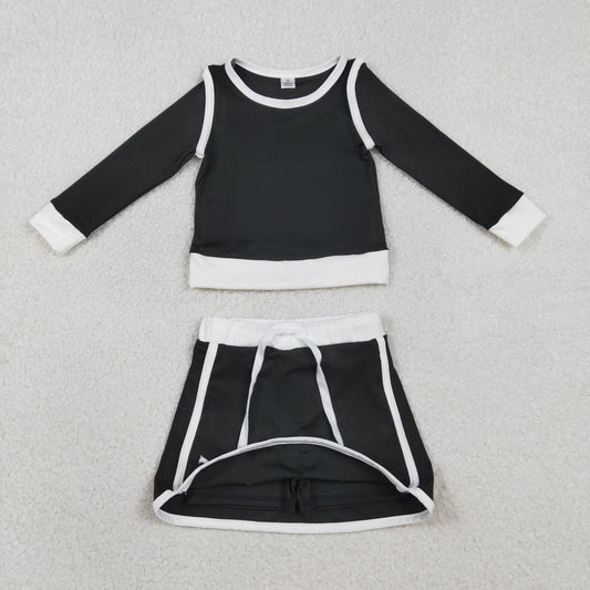 GLD1481 Black White Long-Sleeved Skirts Girls Yoga Sets 202602 RTS