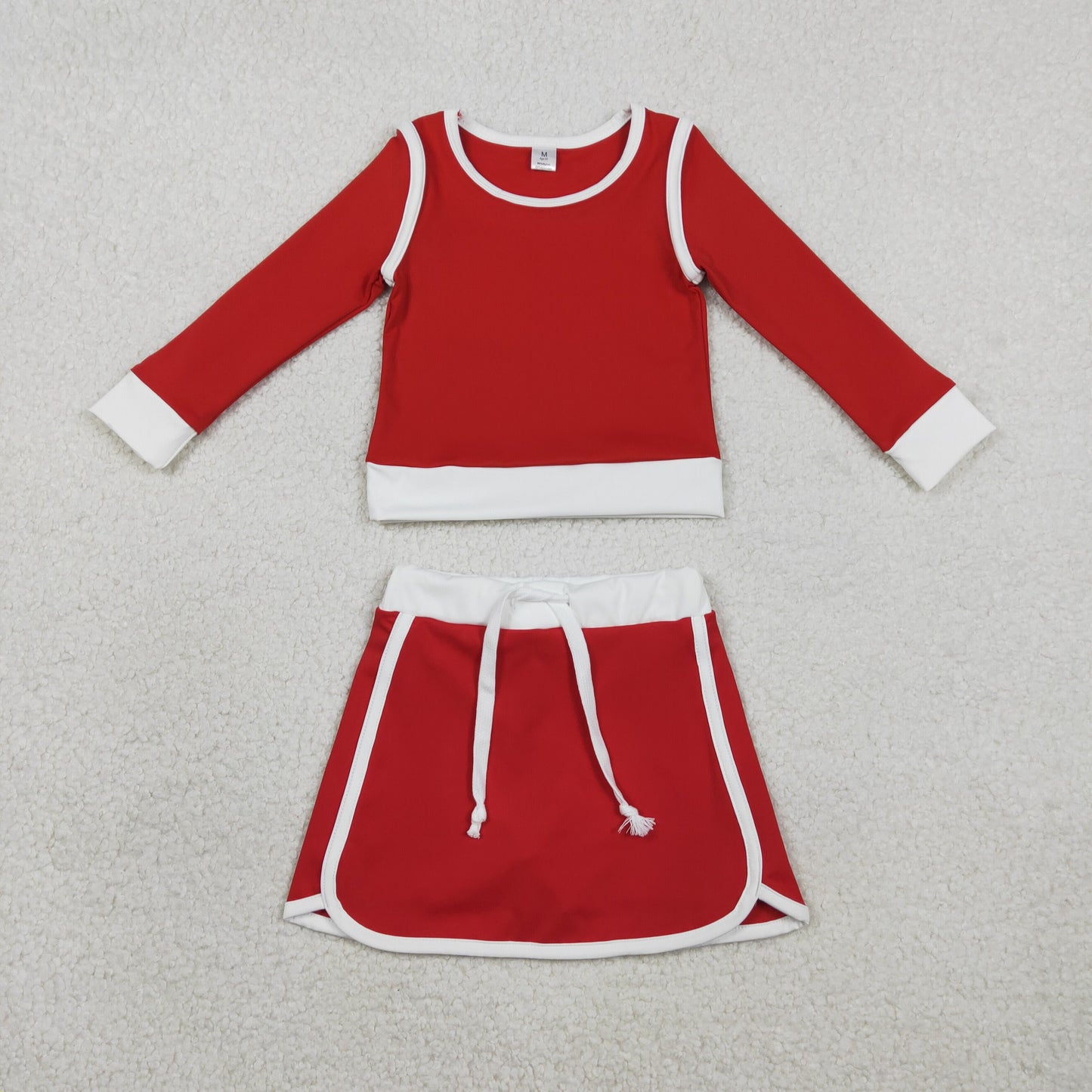 GLD1482 Red White Long-Sleeved Skirts Girls Yoga Sets 202602 RTS