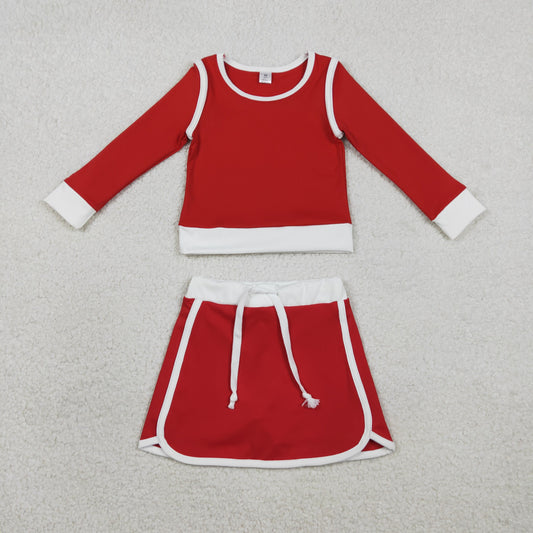 GLD1482 Red White Long-Sleeved Skirts Girls Yoga Sets 202602 RTS