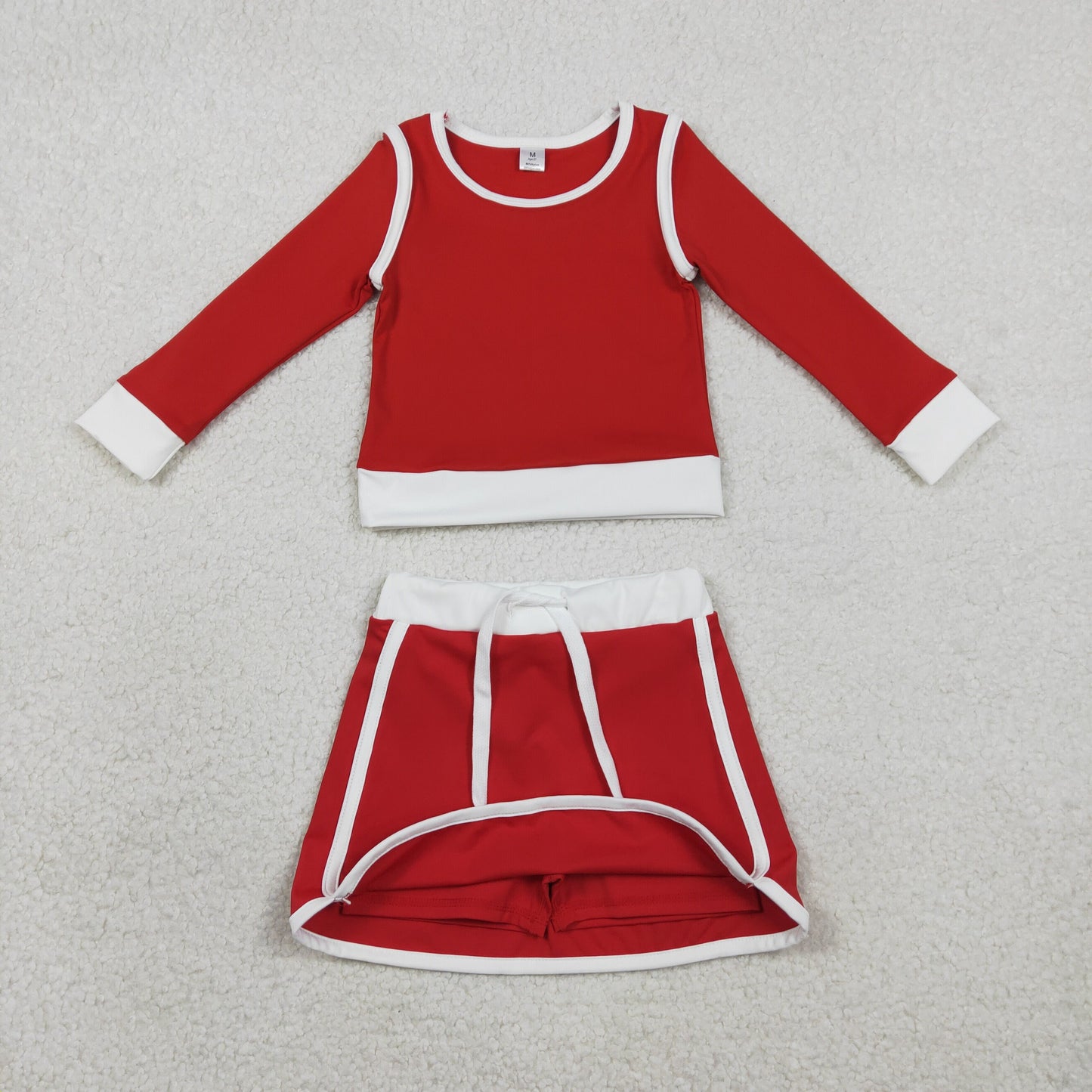 GLD1482 Red White Long-Sleeved Skirts Girls Yoga Sets 202602 RTS