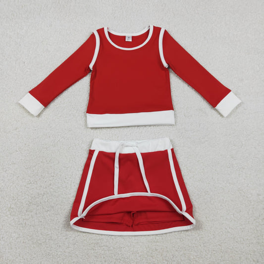 GLD1482 Red White Long-Sleeved Skirts Girls Yoga Sets 202602 RTS
