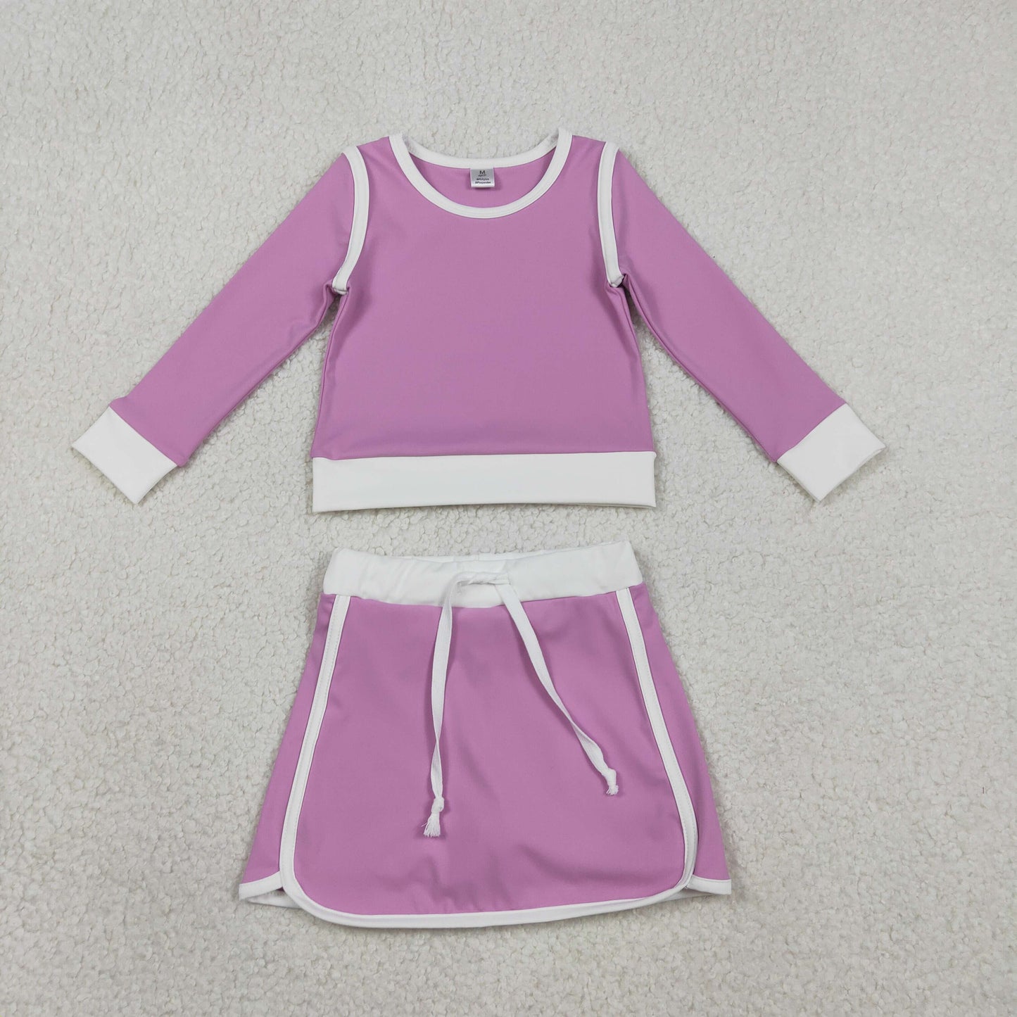 GLD1484 Purple White Long-Sleeved Skirts Girls Yoga Sets 202602 RTS