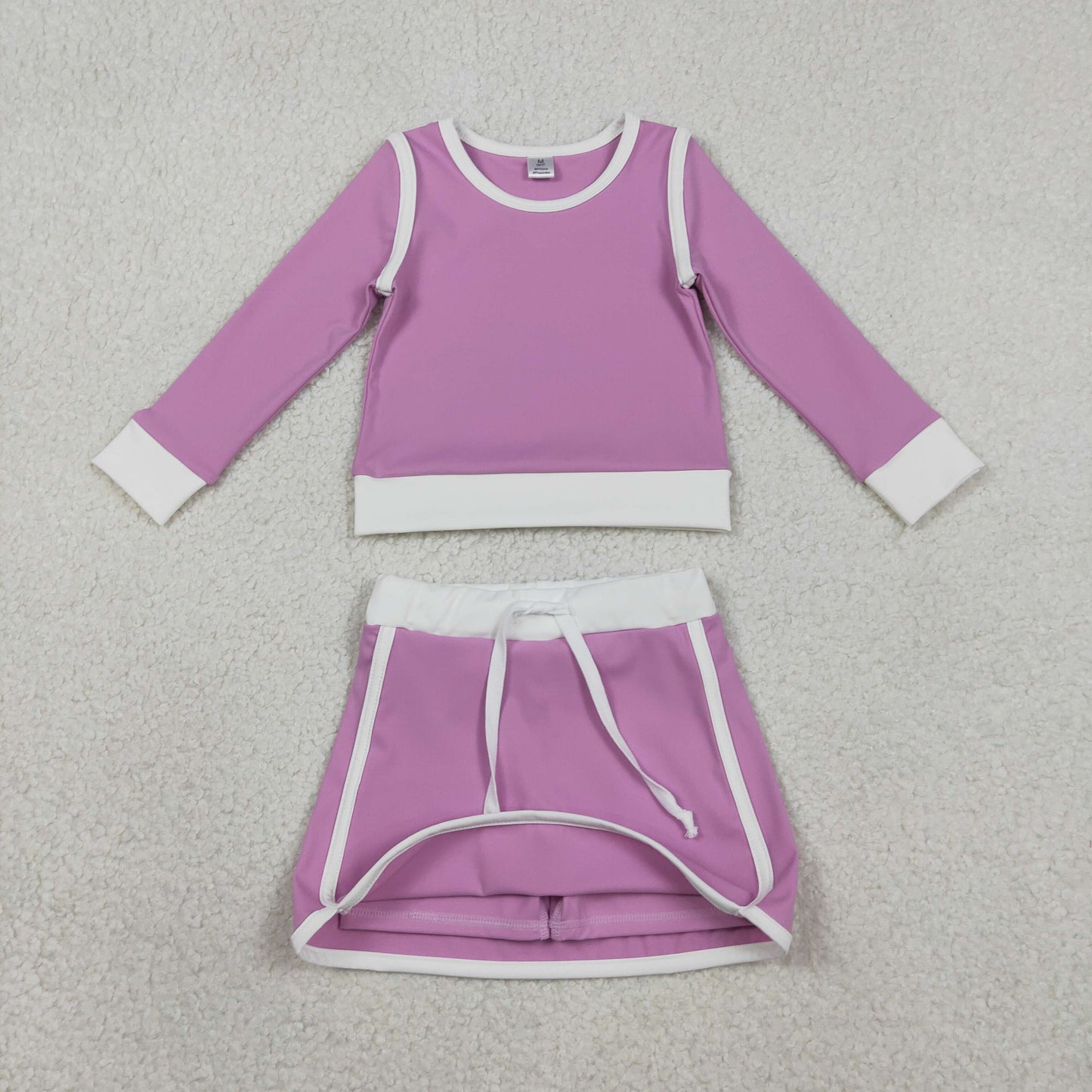 GLD1484 Purple White Long-Sleeved Skirts Girls Yoga Sets 202602 RTS