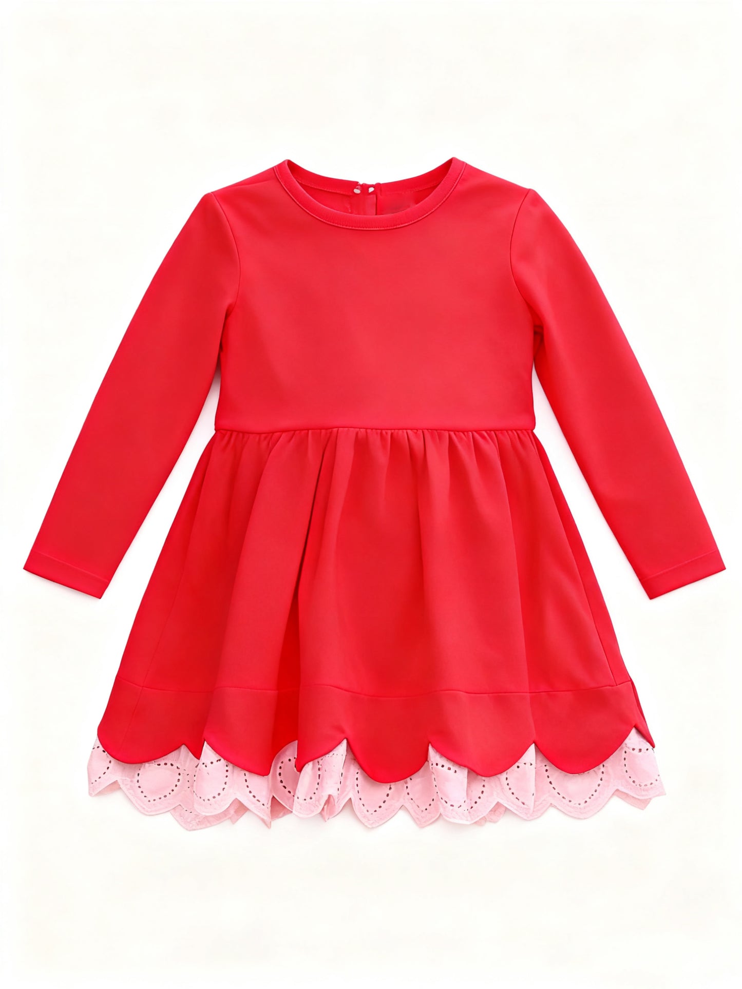 MOQ 5 PCS preorder GLD1503 Solid Red Lace Ruffle Hem Yoga Sleeveless Dresses for Girls 202511