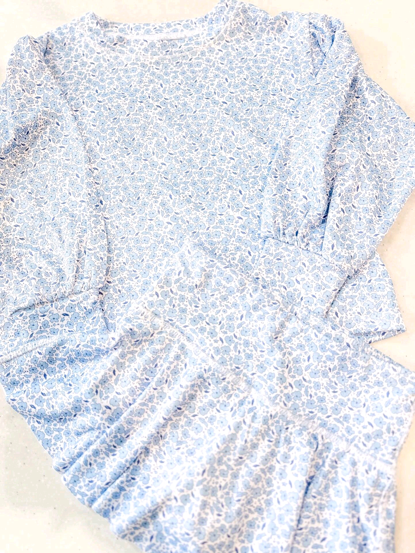 MOQ 5 PCS Preorder GLD1508 Floral Blue White Long Sleeve Skirts Girls Sets 202511