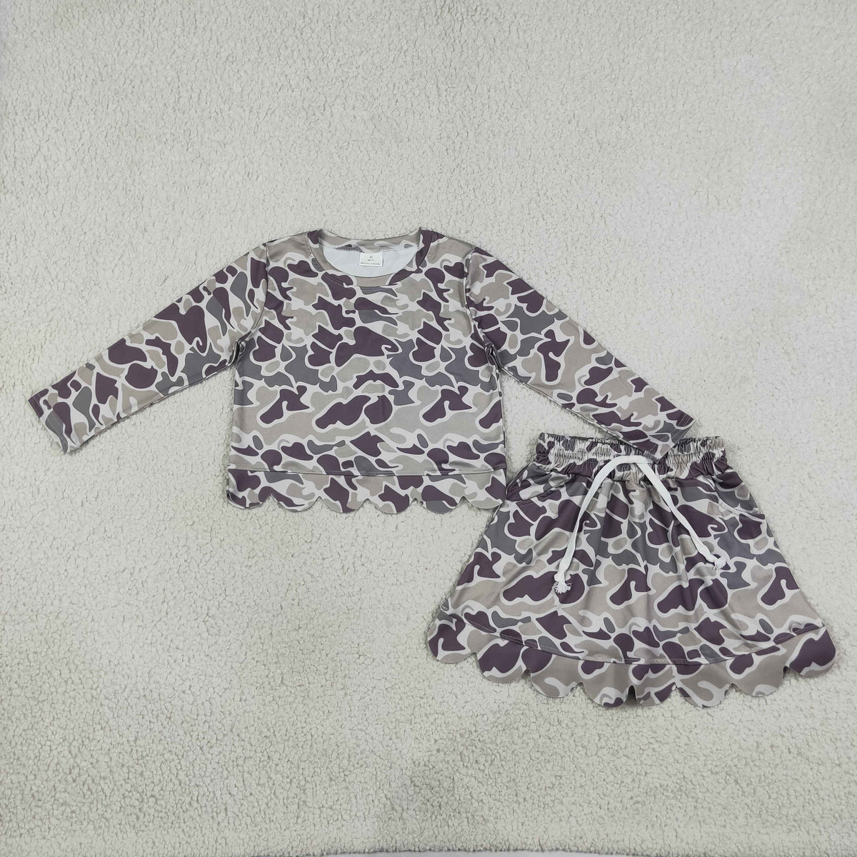 GLD1614 Hunting Camo Scallop Edge Yoga Girls Skorts Set 202609 RTS