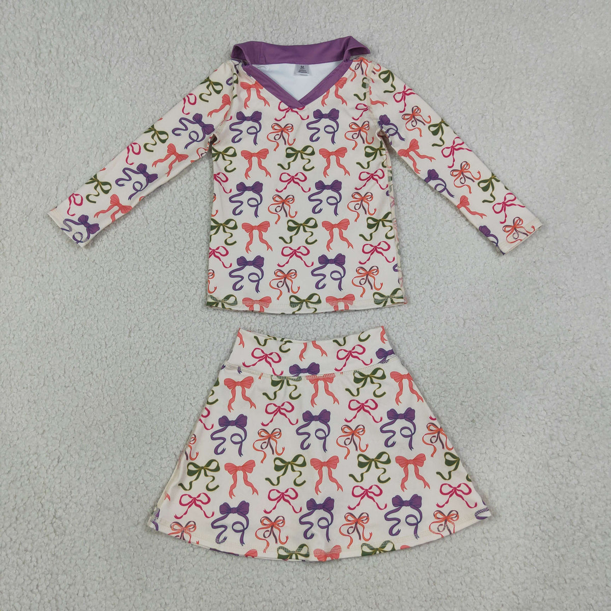 GLD1632 Bows Purple Yoga Girls Skorts Set 202609 RTS