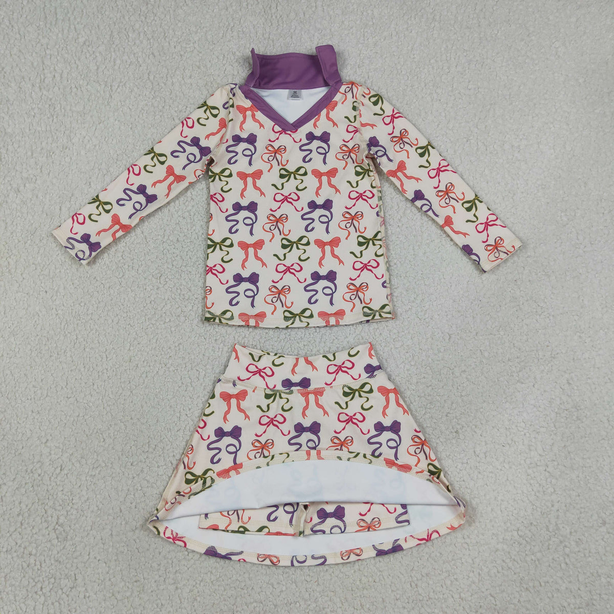 GLD1632 Bows Purple Yoga Girls Skorts Set 202609 RTS