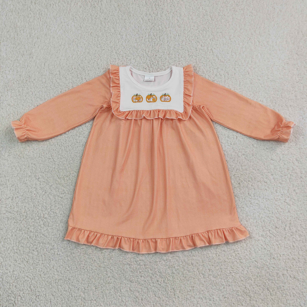 GLD1645 Embroidery Pumpkin Orange Ruffles Girl's Dress 202609 RTS