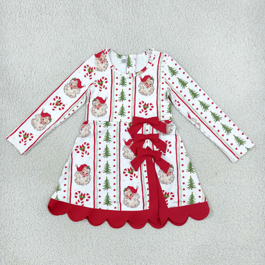 GLD1650 Christmas Santa Red Yoga Scallop Edge Girl's Dress