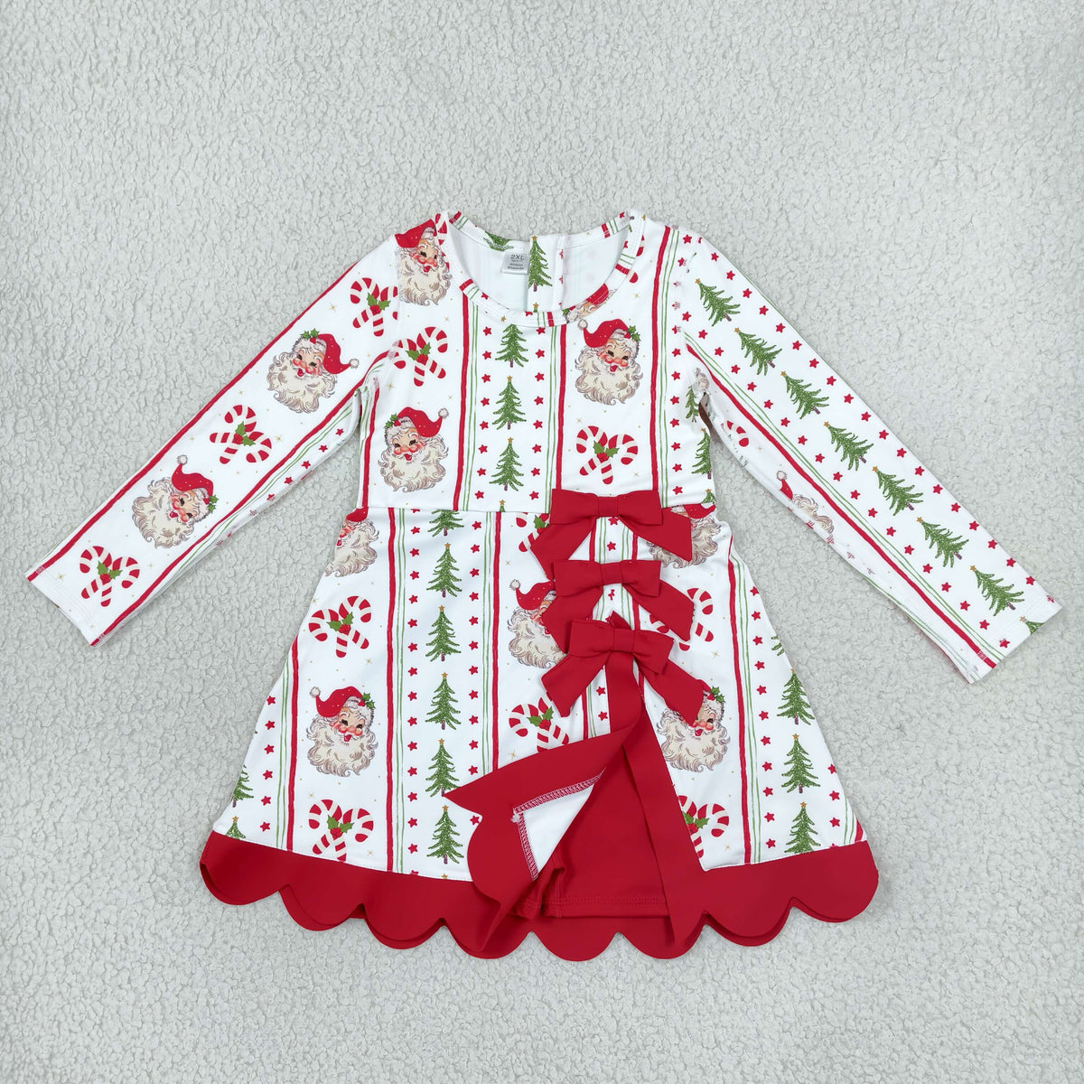 GLD1650 Christmas Santa Red Yoga Scallop Edge Girl's Dress