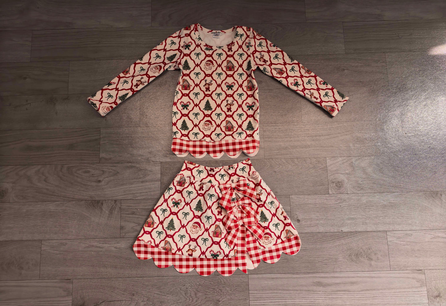 no MOQ GLD1676 pre-order baby girl clothes santa print toddler girl christmas yoga skirt outfit-real pic 2026.8.21