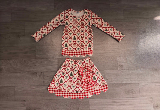 no MOQ GLD1676 pre-order baby girl clothes santa print toddler girl christmas yoga skirt outfit-real pic 2026.8.21