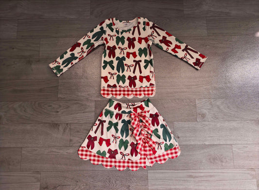 no MOQ GLD1677 pre-order baby girl clothes bows print toddler girl christmas yoga skirt outfit-real pic 2026.8.21
