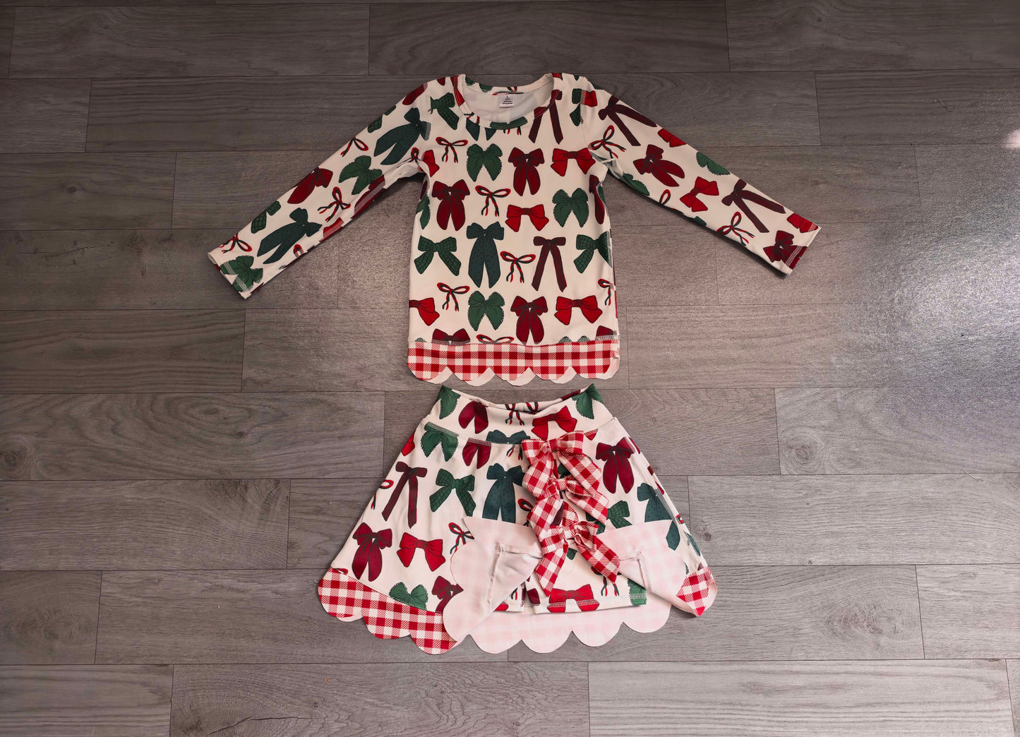 no MOQ GLD1677 pre-order baby girl clothes bows print toddler girl christmas yoga skirt outfit-real pic 2026.8.21