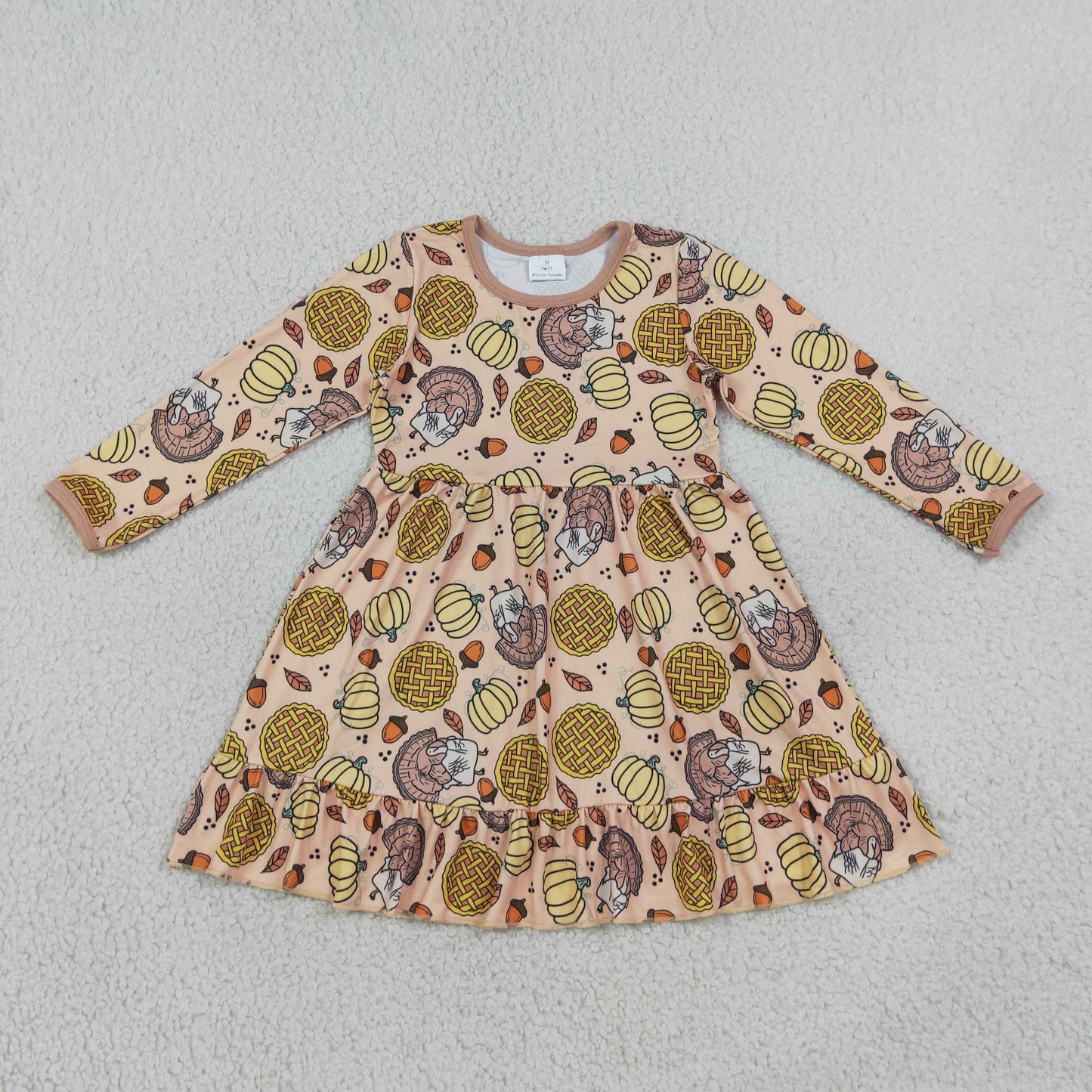 GLD1691 Thanksgiving Day Turkey Pumpkin Girl's Dress 202609 RTS