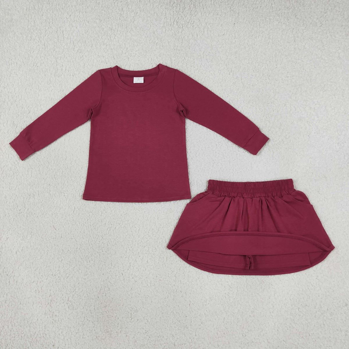 Solid Color Cotton Girls Skorts Sets Kids Sibling Matching Clothes
