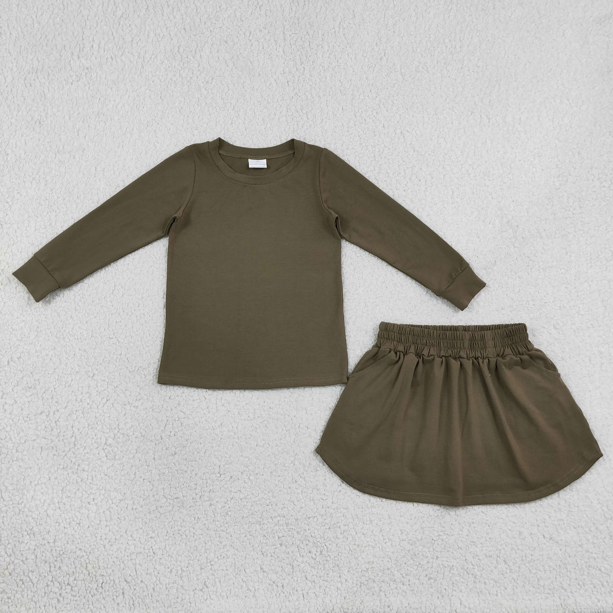 Solid Color Cotton Girls Skorts Sets Kids Sibling Matching Clothes