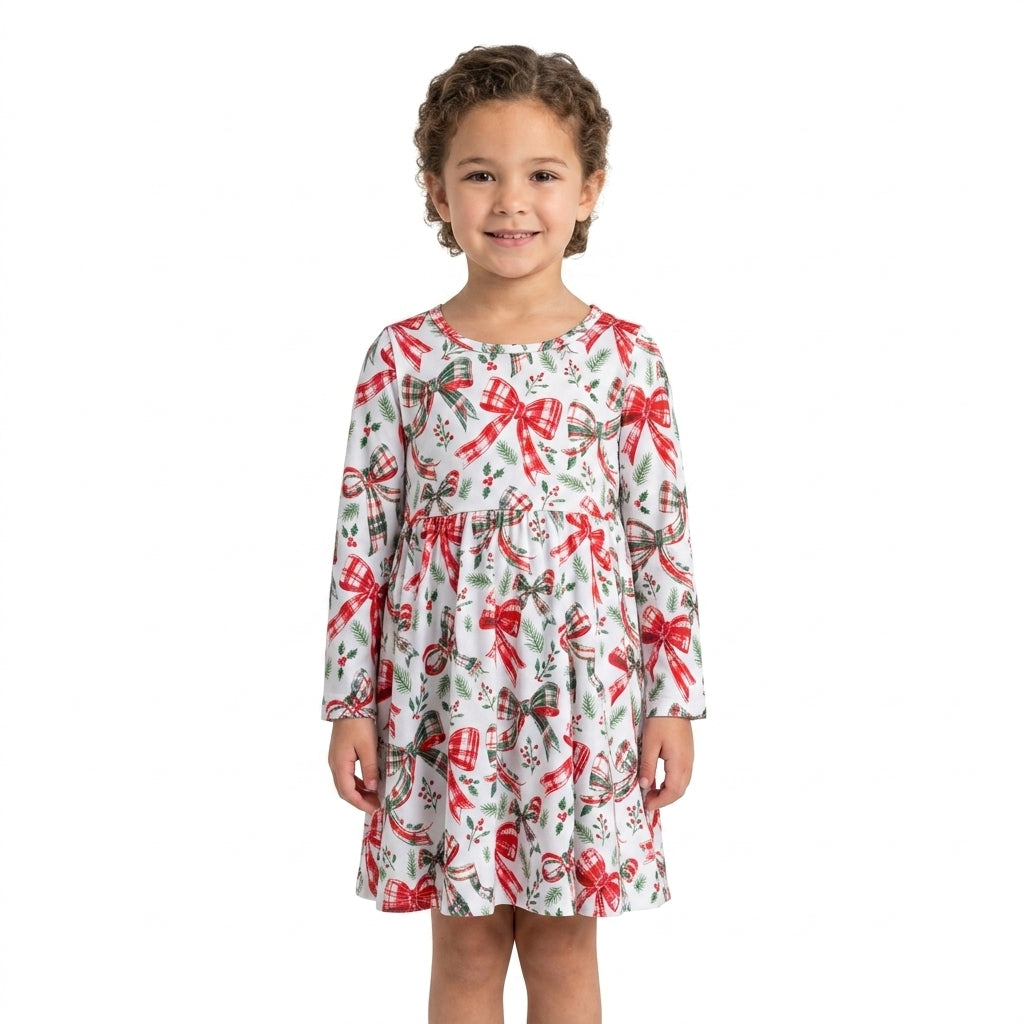 GLD1709 Christmas Coquette Bows Girl's Dress 202609 RTS