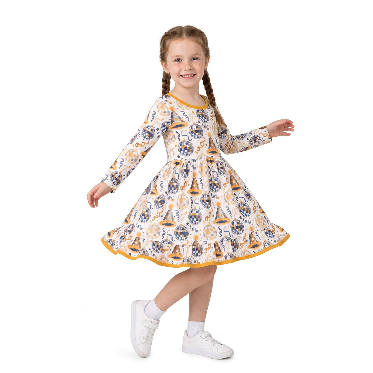GLD1723 Happy New Year Gold Girl's Dress 202609 RTS