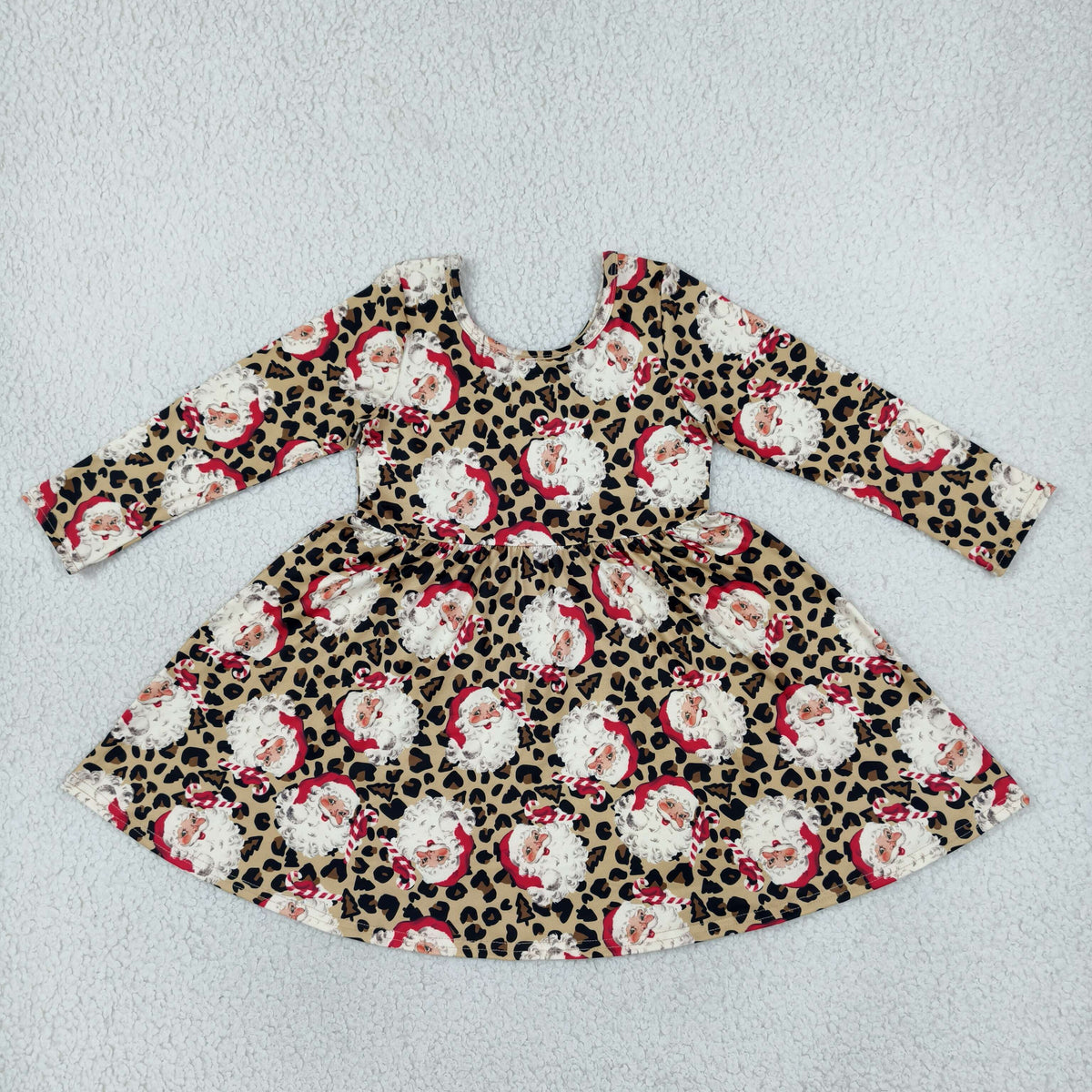 GLD1761 Christmas Santa Leopard Girl's Dress