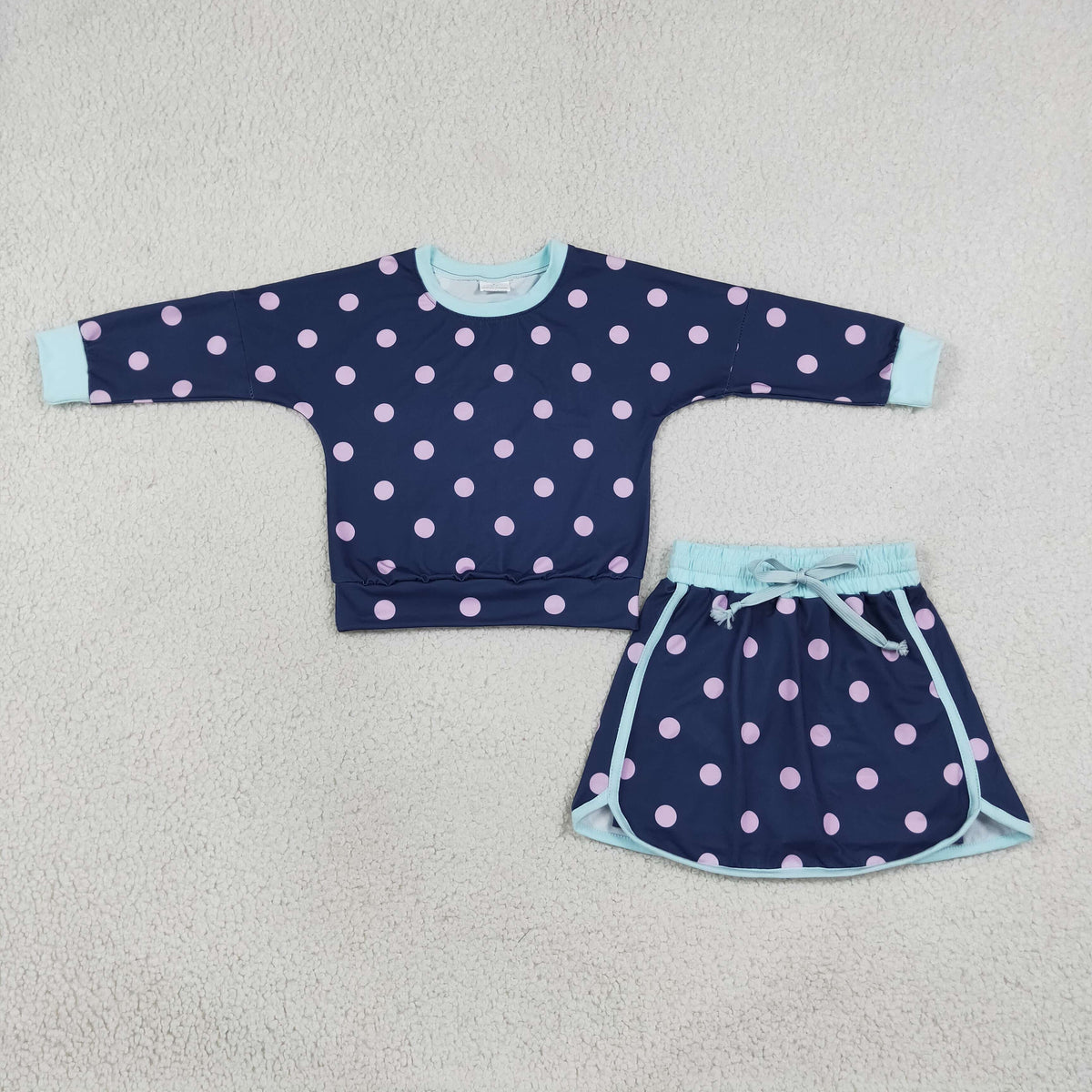 Solid Colorful Dots Girls Skorts Set Kids Sibling Matching Clothes
