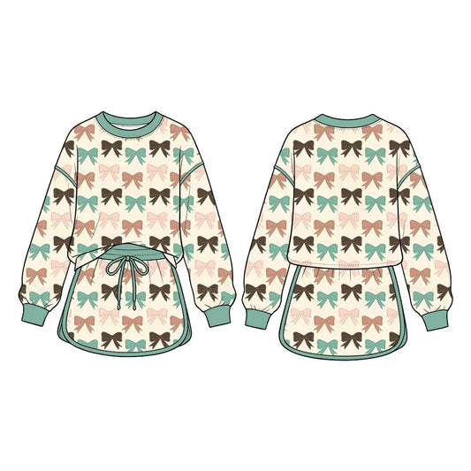 MOQ:5pcs GLD1773 pre-order baby girl clothes bows print toddler girl yoga skirt set-2026.8.22