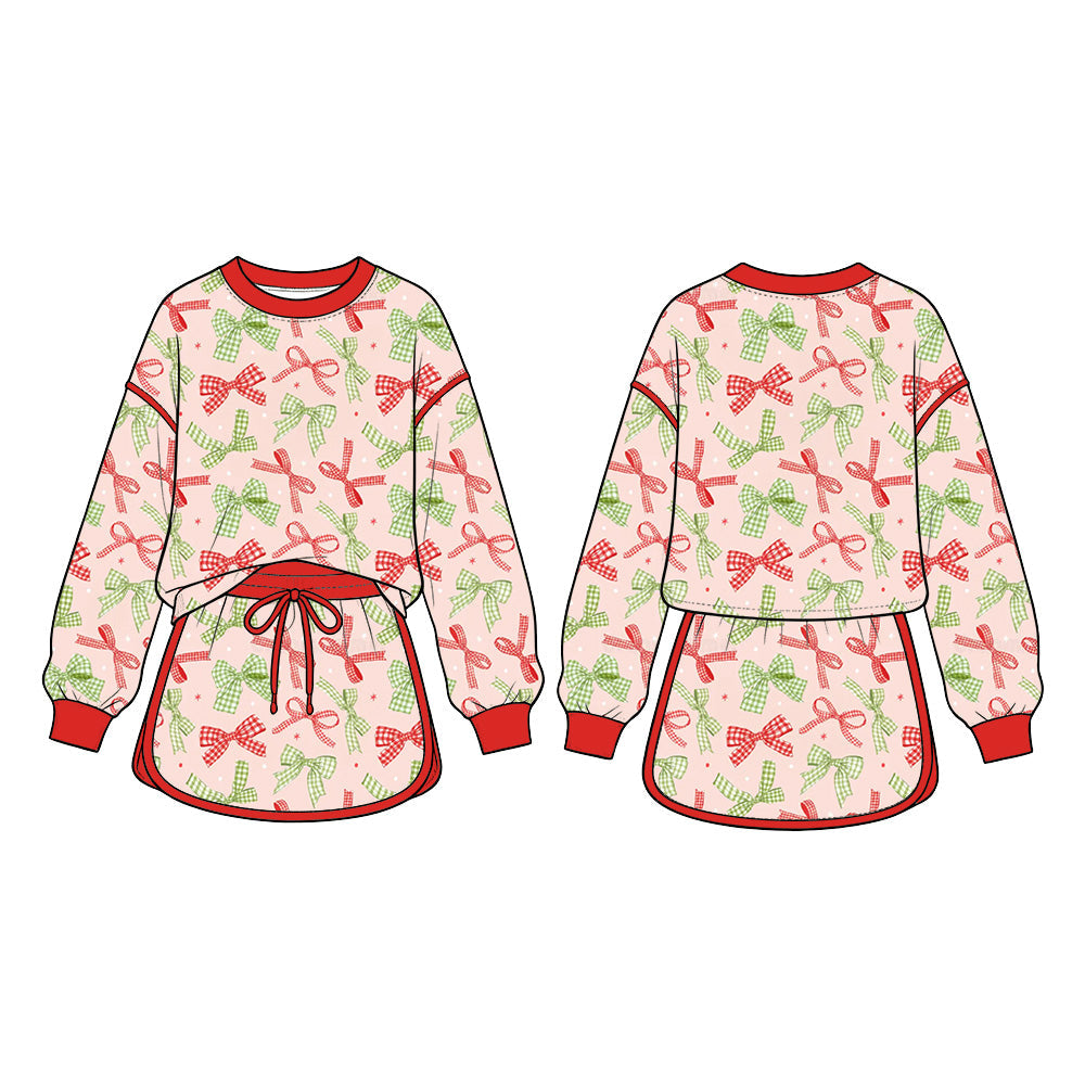 MOQ:5pcs GLD1774 pre-order baby girl clothes bows print toddler girl yoga skirt set-2026.8.22