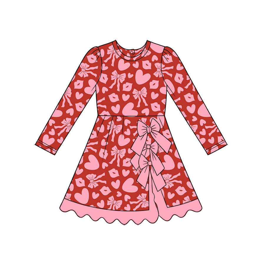 Preorder MOQ 5 pcs Each Style Valentine's Day Love Bows Mommy and Me Matching Clothes 202609