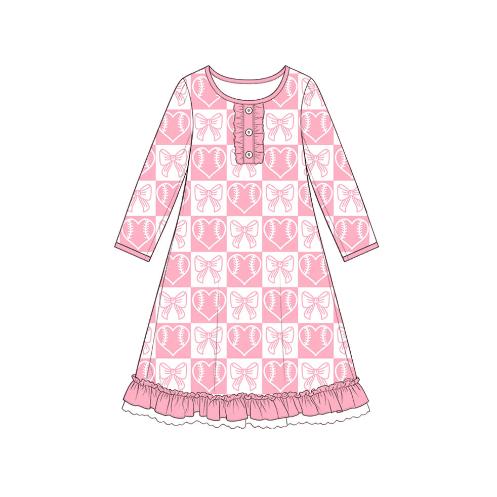 Preorder MOQ 5 pcs Each Style Baseball Love Print Pink Kids Matching Clothes 202609