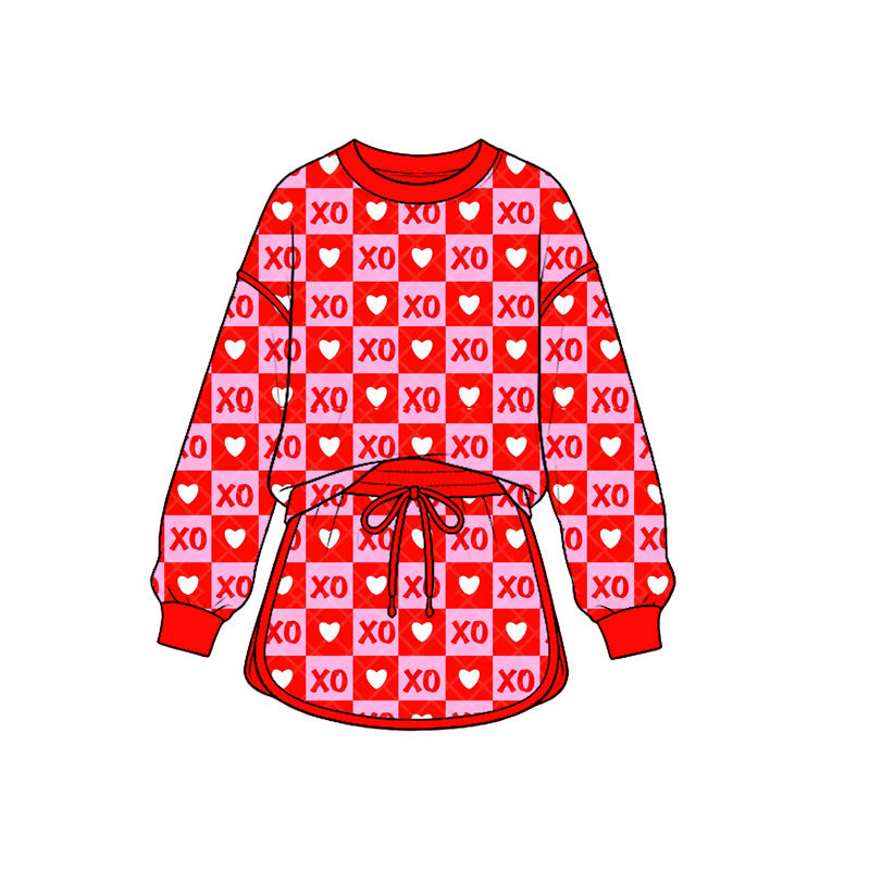 Preorder MOQ 5 pcs Each Style Valentine's Day Love Plaid Ruffles Kids Matching Clothes 202609