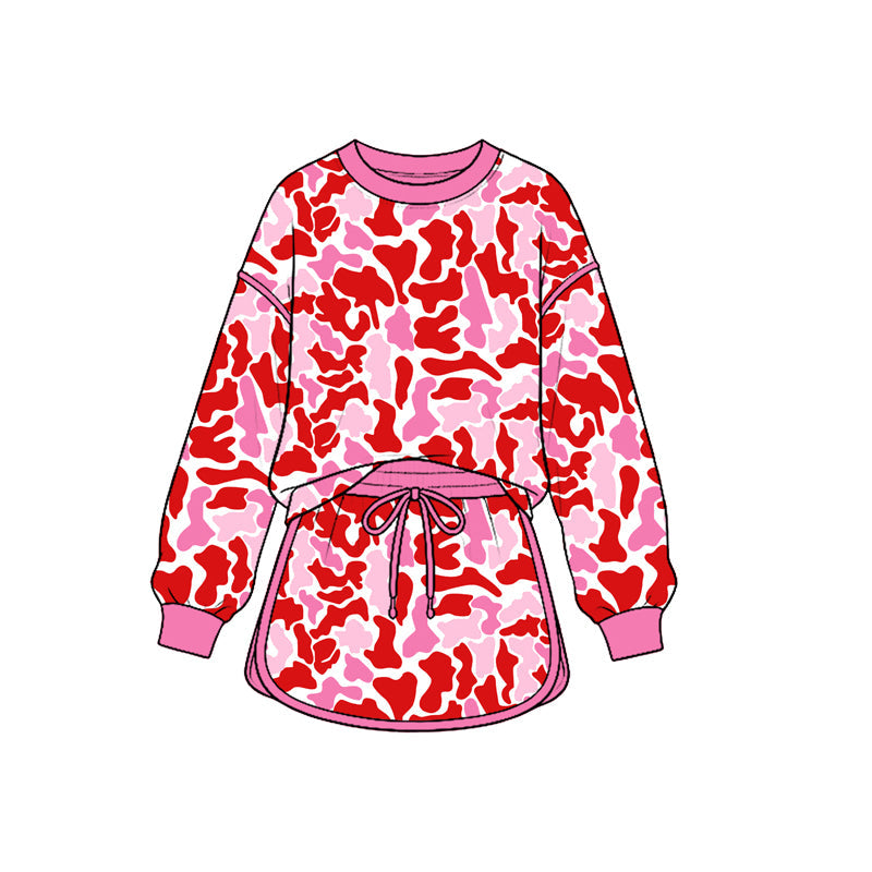 Preorder MOQ 5 pcs Each Style Valentine's Day Camo Ruffles Kids Matching Clothes 202609