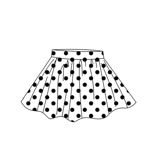 Preorder GLK0031 NO MOQ black polka dot white skirt