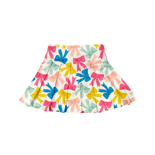 preorder GLK0116 Girls Boutique Colored Bows Beige Yoga Pleated Skirts 202506
