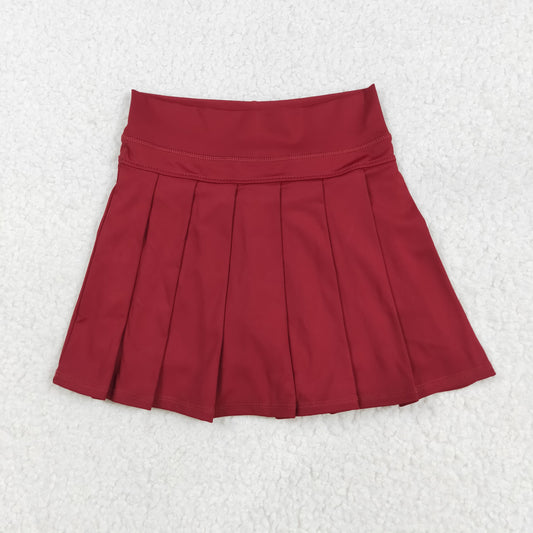 GLK0124 Girls Boutique Dark Red Yoga Pleated Skirts 202507 RTS
