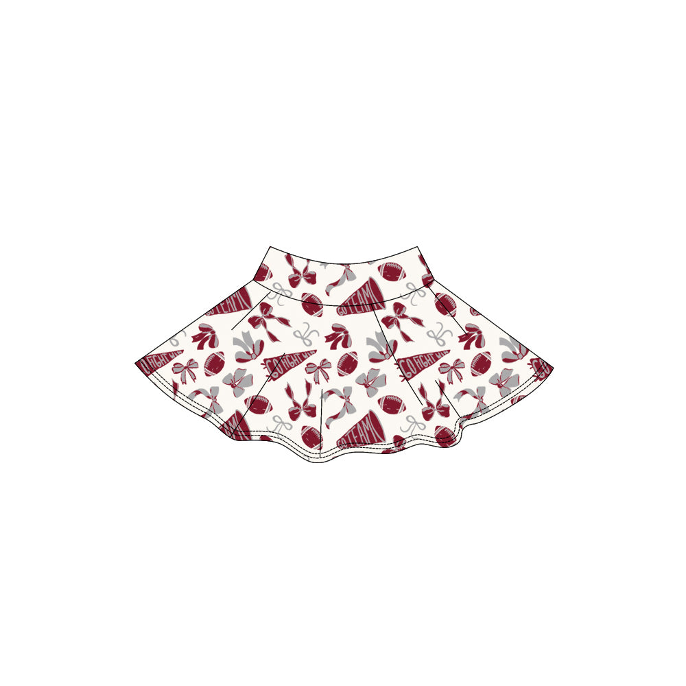 MOQ 8 preorder GLK0139 GO TEAM Dark Red Yoga Pleated Skirts 202509
