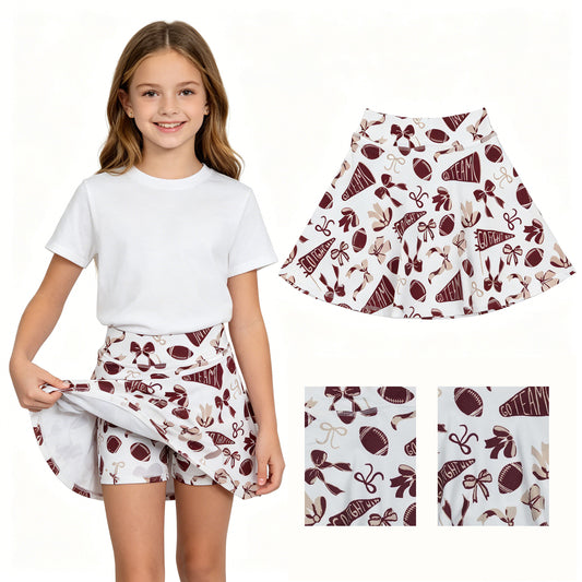 GLK0139 GO TEAM Dark Red Yoga Pleated Skirts 202604 RTS