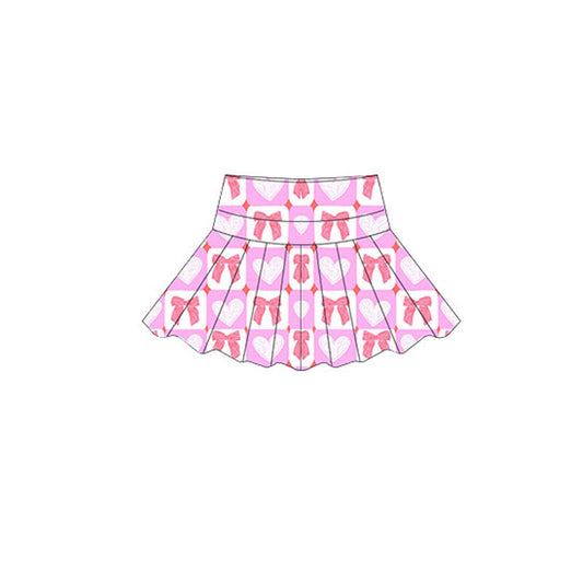 MOQ 5 preorder GLK0149 Valentine's Day Bows Love Pink Plaid Girls Yoga Skirts 202510