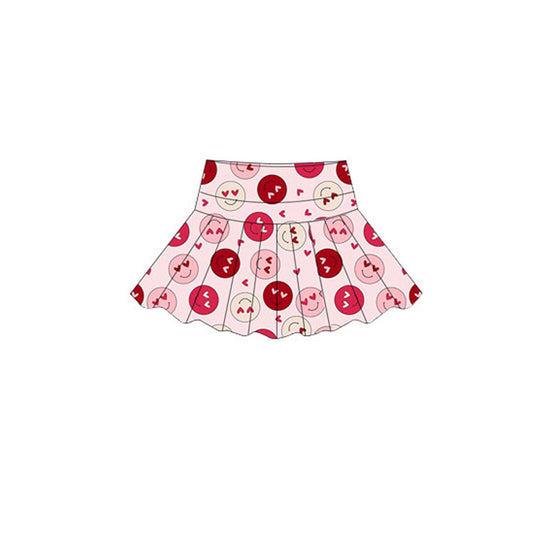 MOQ 5 preorder GLK0153 Valentine's Day Love Smile Face Pink Girls Yoga Skirts 202510